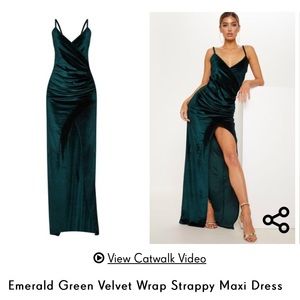 Green velvet maxi dress